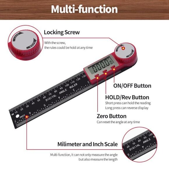 Digital Angle Finder Protractor Ruler Carbon Fiber Plastic WoodworkingTools1Pack - Picture 5 of 12